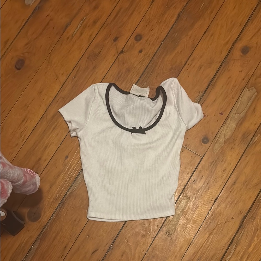 French Pastry White and Black Crop Top